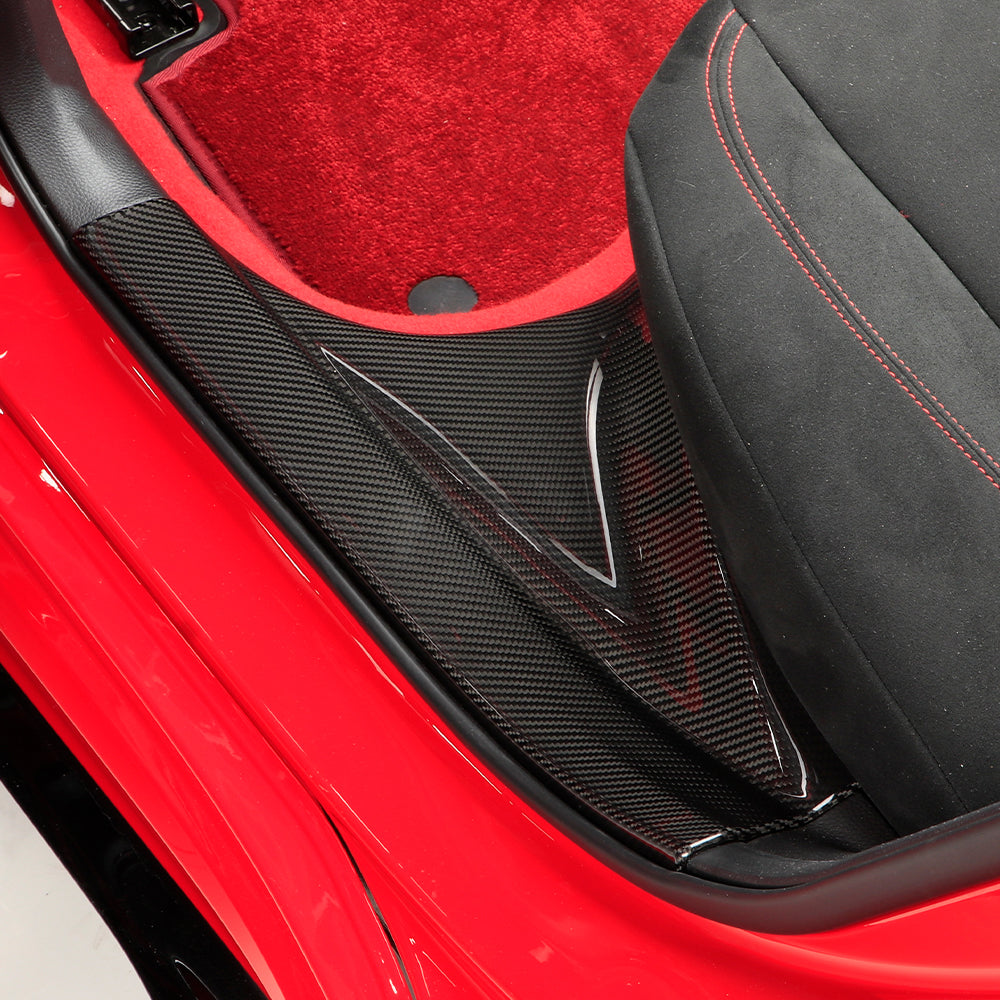 2pcs Real Carbon Fiber Car Door Pedal Kick Cover Fit for 11th Gen Civic Type R FL5 Typer Door Sill Cover Front and Rear Door Kick Panels Strip Overlay Accessories (2pcs Rear Door Gloss)