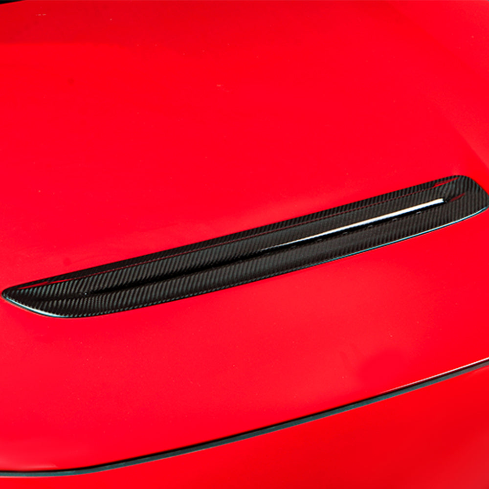 Gloss Carbon Fiber Hood Vent Scoop Cover Replacement For 11th Civic Type R FL5