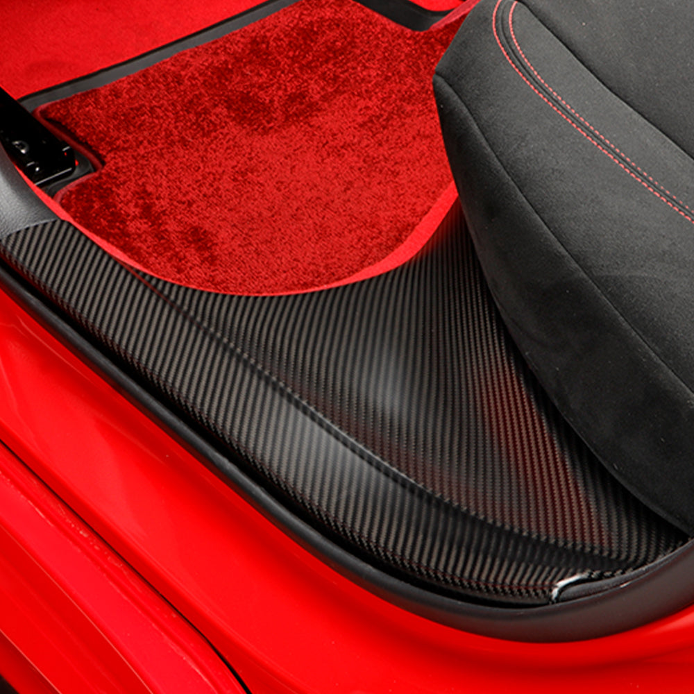 2pcs Real Carbon Fiber Car Door Pedal Kick Cover Fit for 11th Gen Civic Type R FL5 Typer Door Sill Cover Front and Rear Door Kick Panels Strip Overlay Accessories (2pcs Rear Door Gloss)