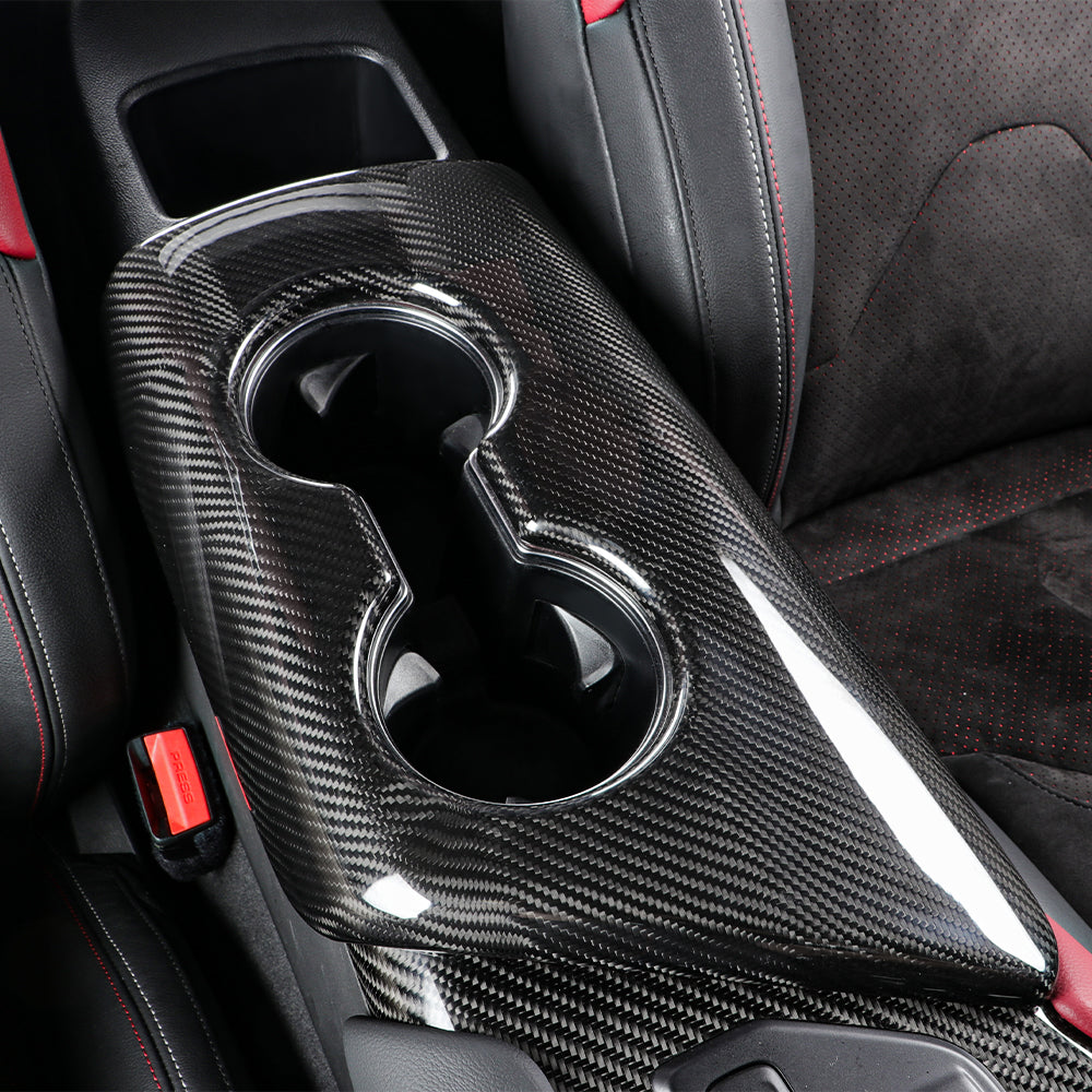 Real Carbon Fiber Central Control Armrest Box Cover Stickers for Toyota GR Supra A90 Central Control Armrest Box Storage Cover Car Interior Accessories (Style-1 for Left Drive)