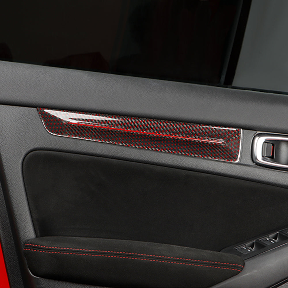 4pcs Real Carbon Fiber Inner Door Panel Stripes Trims For 11th Civic Type R FL5