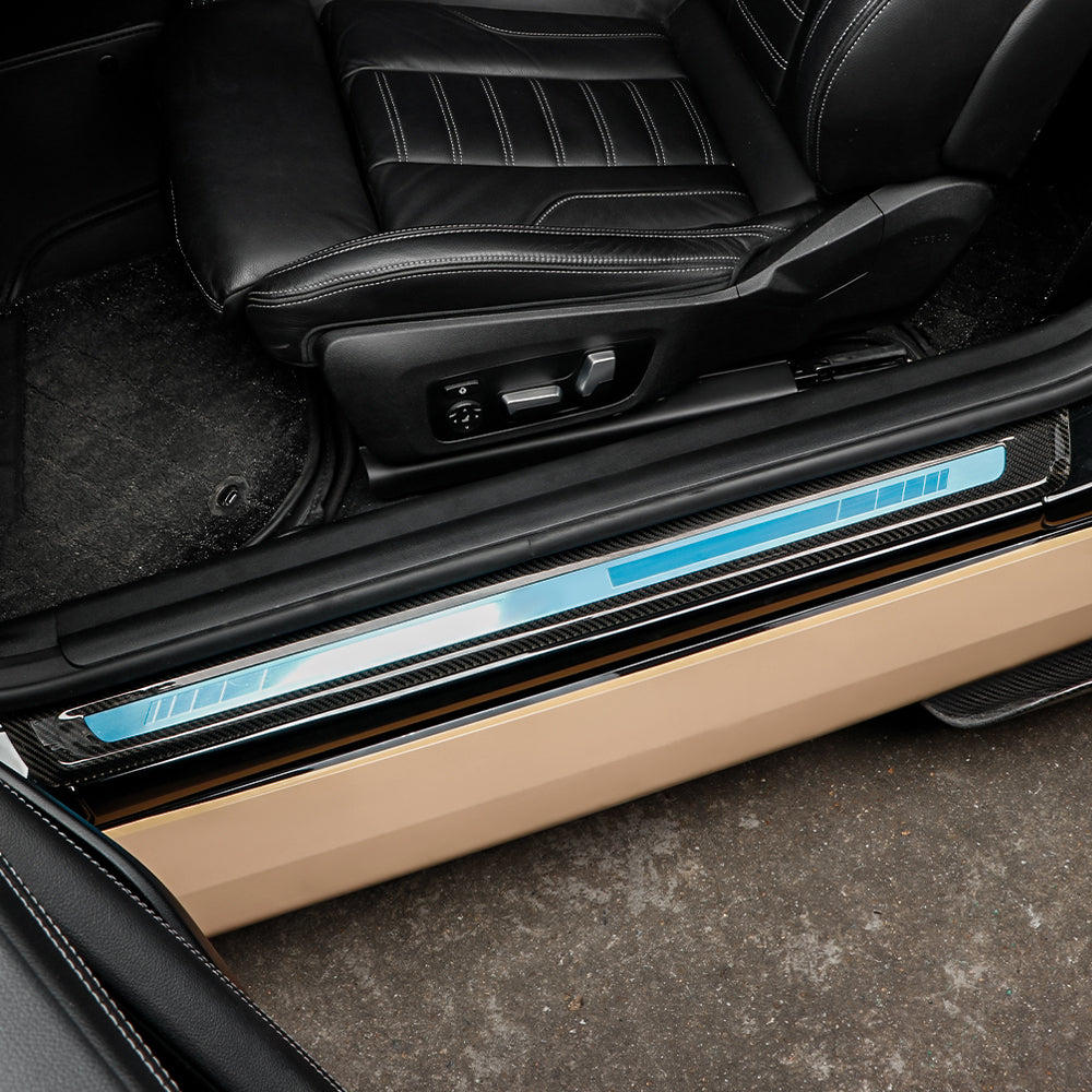 2pcs Real Carbon Fiber Door Sill Panel Cover Trim Fit BMW M2 G87 2023-2024