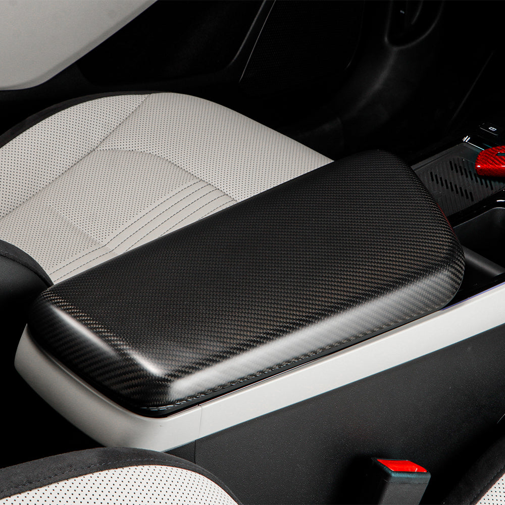 Real Carbon Fiber Central Console Armrest Panel Cover Fit for KIA EV6 2021-2024 Armrest Storage Box Mat