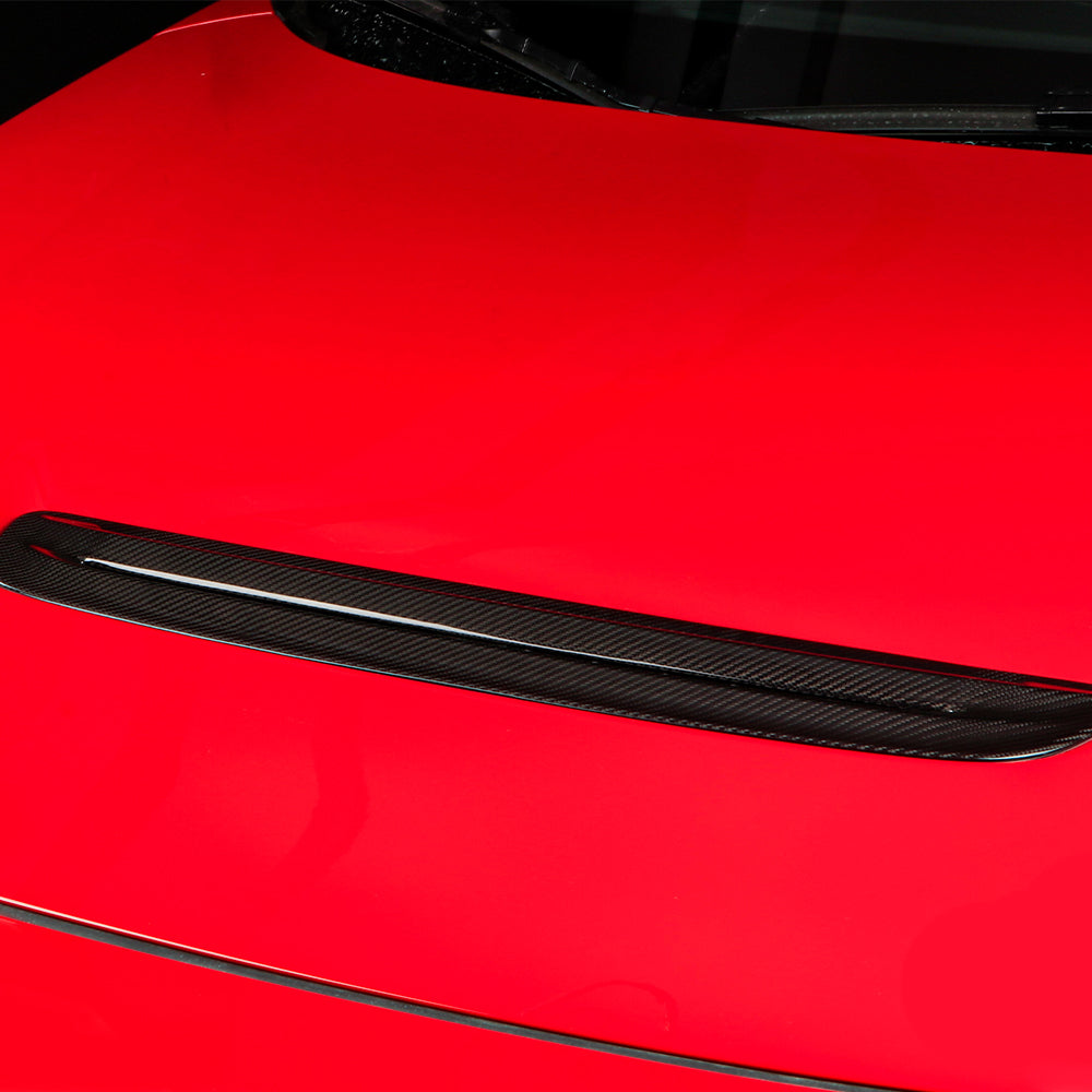 Gloss Carbon Fiber Hood Vent Scoop Cover Replacement For 11th Civic Type R FL5