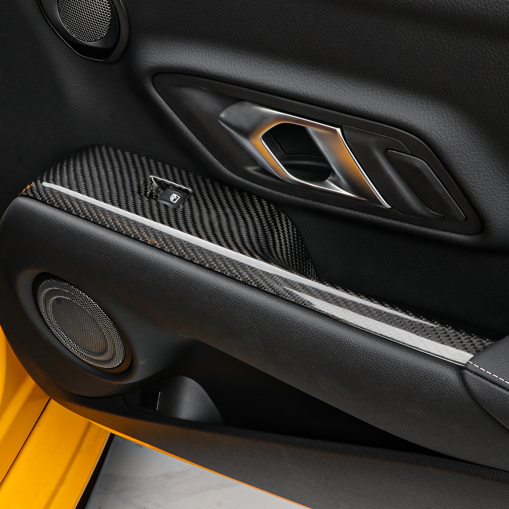 2pcs Real Carbon Fiber Window Lift Switch Panel Trim Fit For Supra MK5 A90(LHD)