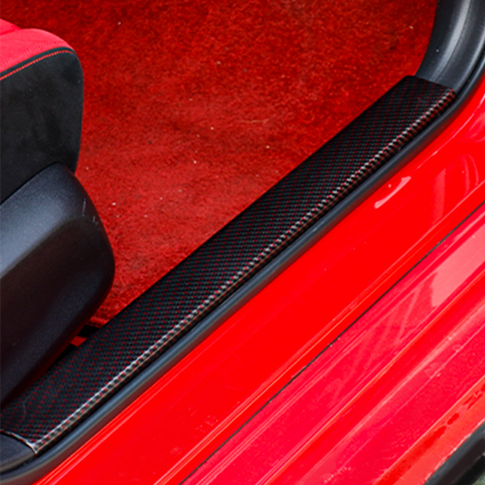 2pcs Real Carbon Fiber Car Door Pedal Kick Cover Fit for 11th Gen Civic Type R FL5 Typer Door Sill Cover Front and Rear Door Kick Panels Strip Overlay Accessories (2pcs Rear Door Gloss)