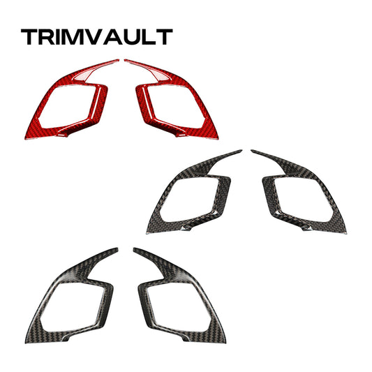 2pcs Carbon Fiber Steering Wheel Panel Trim Cover for KIA EV6 GT GTLINE (2021-2024)