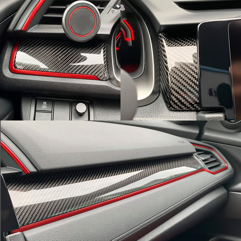 Dry Carbon Fiber Dashboard Panel Cover Trim For Honda Civic Type R FK8(LHD)