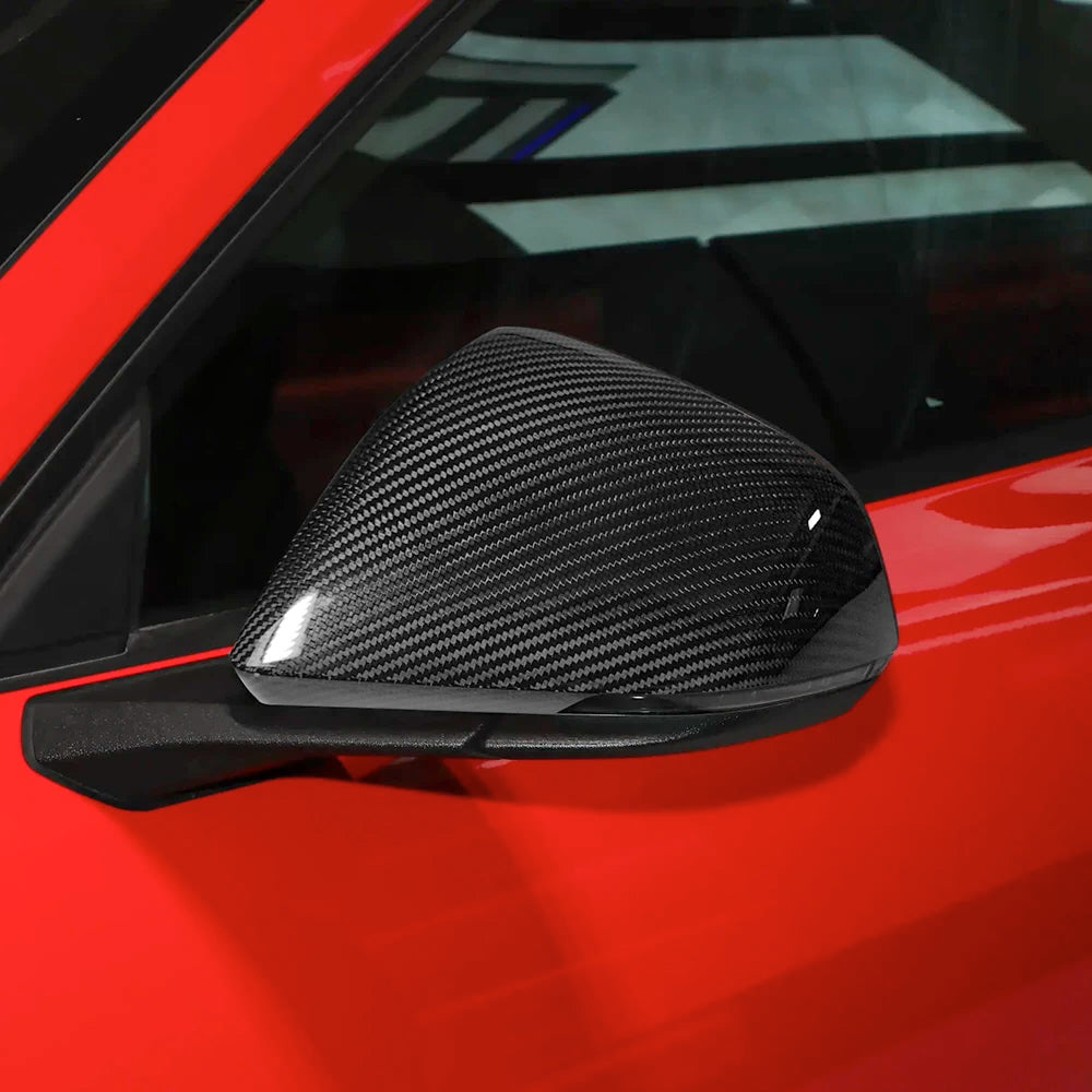 2pcs Real Carbon Fiber Side Rearview Mirror Cover Caps For Mustang S650 2024+
