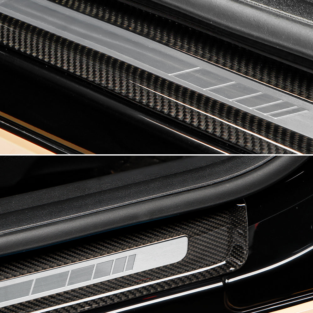 2pcs Real Carbon Fiber Door Sill Panel Cover Trim Fit BMW M2 G87 2023-2024