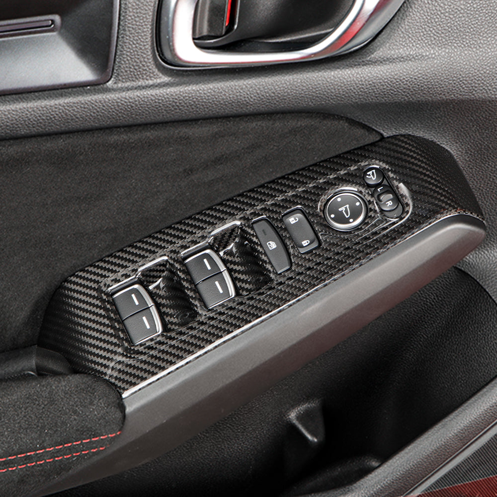 4pcs Real Carbon Fiber Window Lift Button Panel Cover For Honda Civic Type R FL5