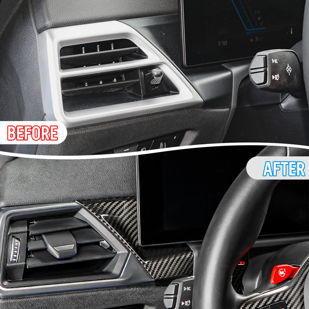 2pcs Dry Carbon Fiber Dashboard Panel Cover Trim For BMW M2 G87 2023-2024(LHD)