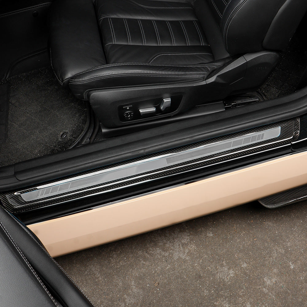 2pcs Real Carbon Fiber Door Sill Panel Cover Trim Fit BMW M2 G87 2023-2024