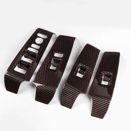 4pcs Real Carbon Fiber Window Lift Button Panel Cover For Honda Civic Type R FL5
