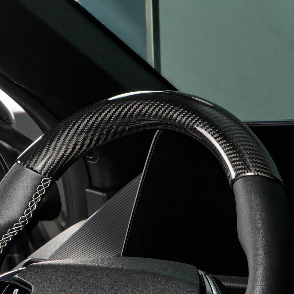 2PCS Real Carbon Fiber Car Steering Wheel Cover For Kia EV6 GT GT Line