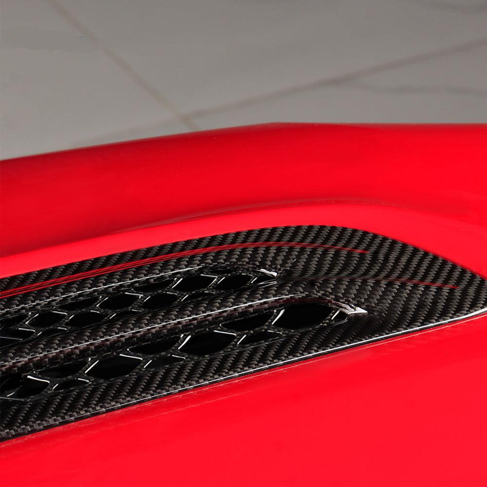 Gloss Carbon Fiber Hood Vent Scoop Cover Replacement For 11th Civic Type R FL5