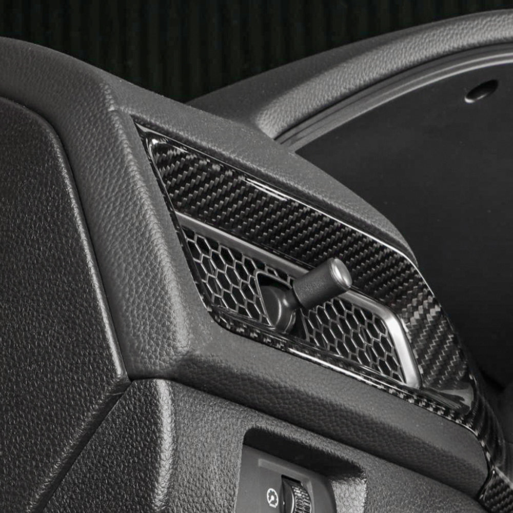 Carbon Fiber Dashboard Air Vent Wind Outlet Panel Cover for 11th Gen Civic Type R FL5 Typer Car Pilot Air Vent Outlet Cover Headlight Power Switch Panel Cover (Bright Black)