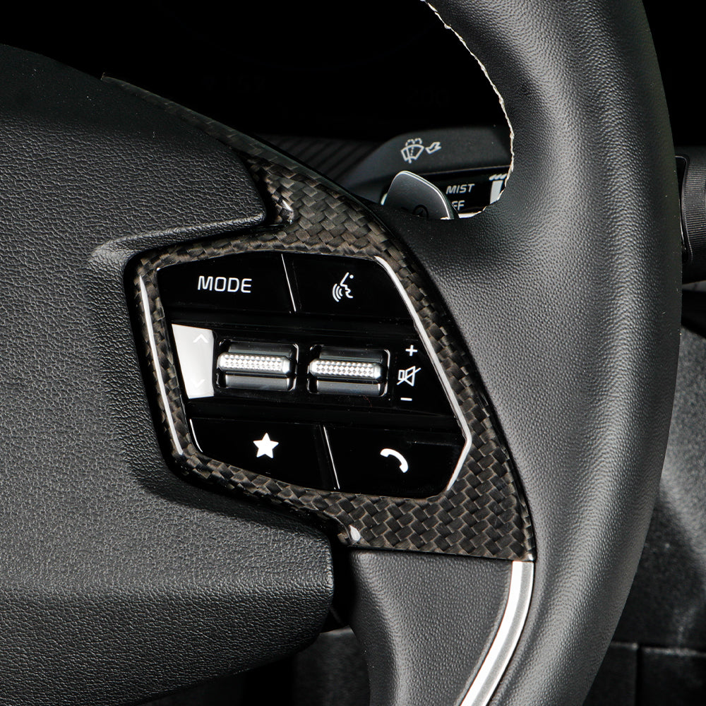 2pcs Carbon Fiber Steering Wheel Panel Trim Cover for KIA EV6 GT GTLINE (2021-2024)