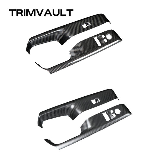 2pcs Real Carbon Fiber Window Lift Switch Panel Trim Fit For Supra MK5 A90(LHD)