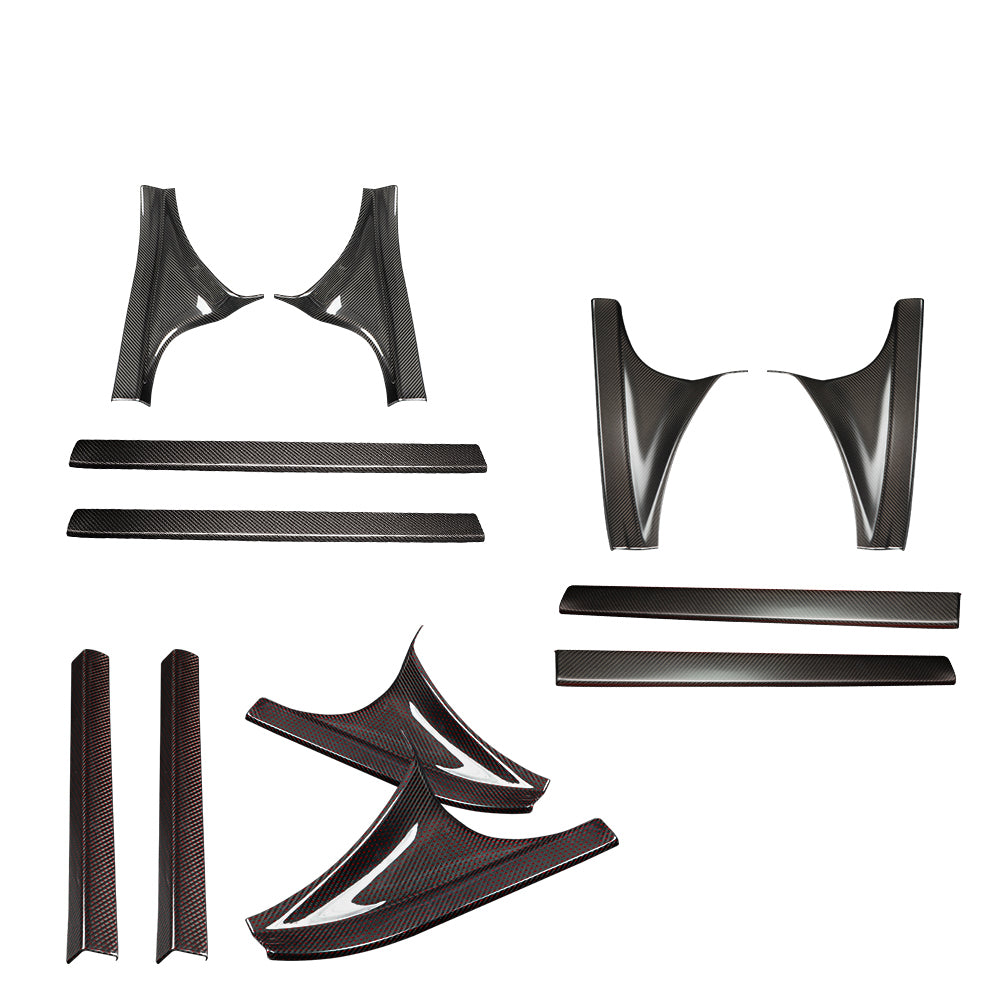 2pcs Real Carbon Fiber Car Door Pedal Kick Cover Fit for 11th Gen Civic Type R FL5 Typer Door Sill Cover Front and Rear Door Kick Panels Strip Overlay Accessories (2pcs Rear Door Gloss)