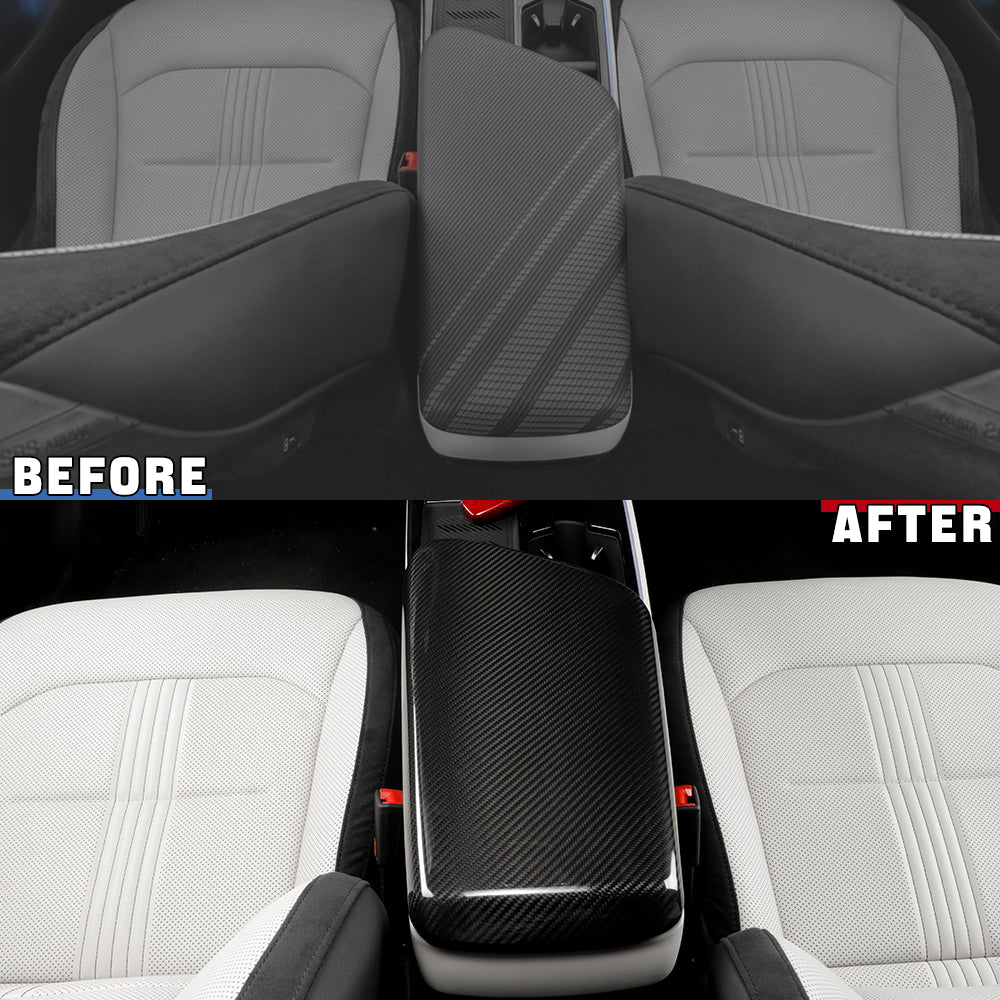 Real Carbon Fiber Central Console Armrest Panel Cover Fit for KIA EV6 2021-2024 Armrest Storage Box Mat