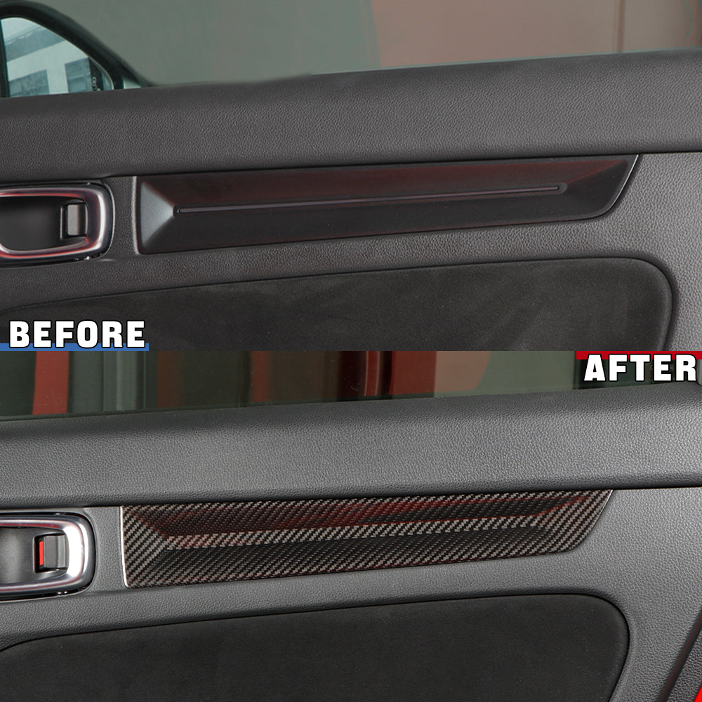 4pcs Real Carbon Fiber Inner Door Panel Stripes Trims For 11th Civic Type R FL5