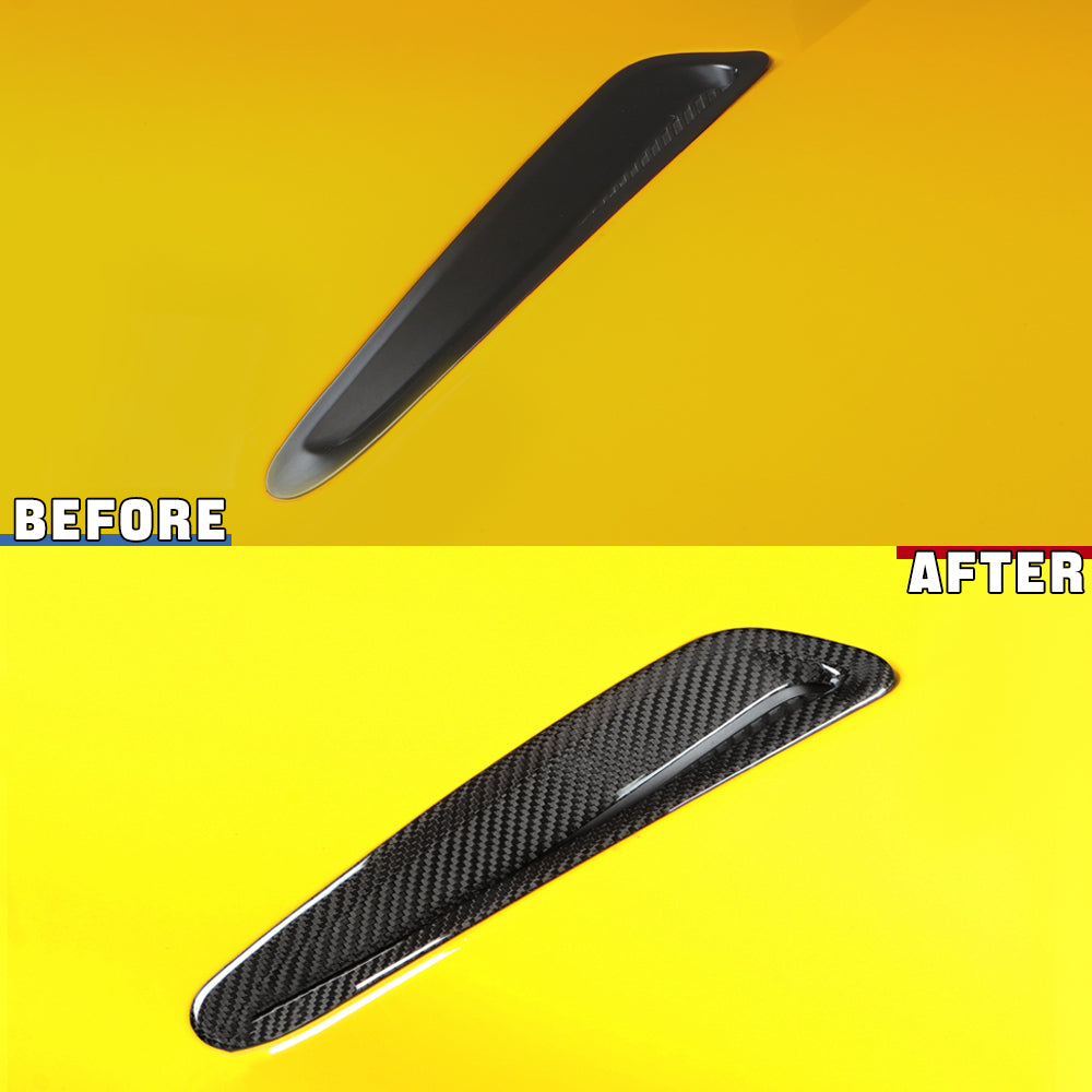 2pcs Real Carbon Fiber Hood Air Vent Trim Cover For Toyota Supra MK5 A90 2019+