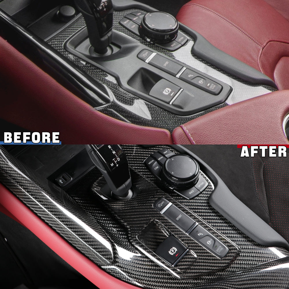 1pcs Real Carbon Fiber Gear Shift Panel Trim For GR Supra A90 MK5 2019+ (LHD)