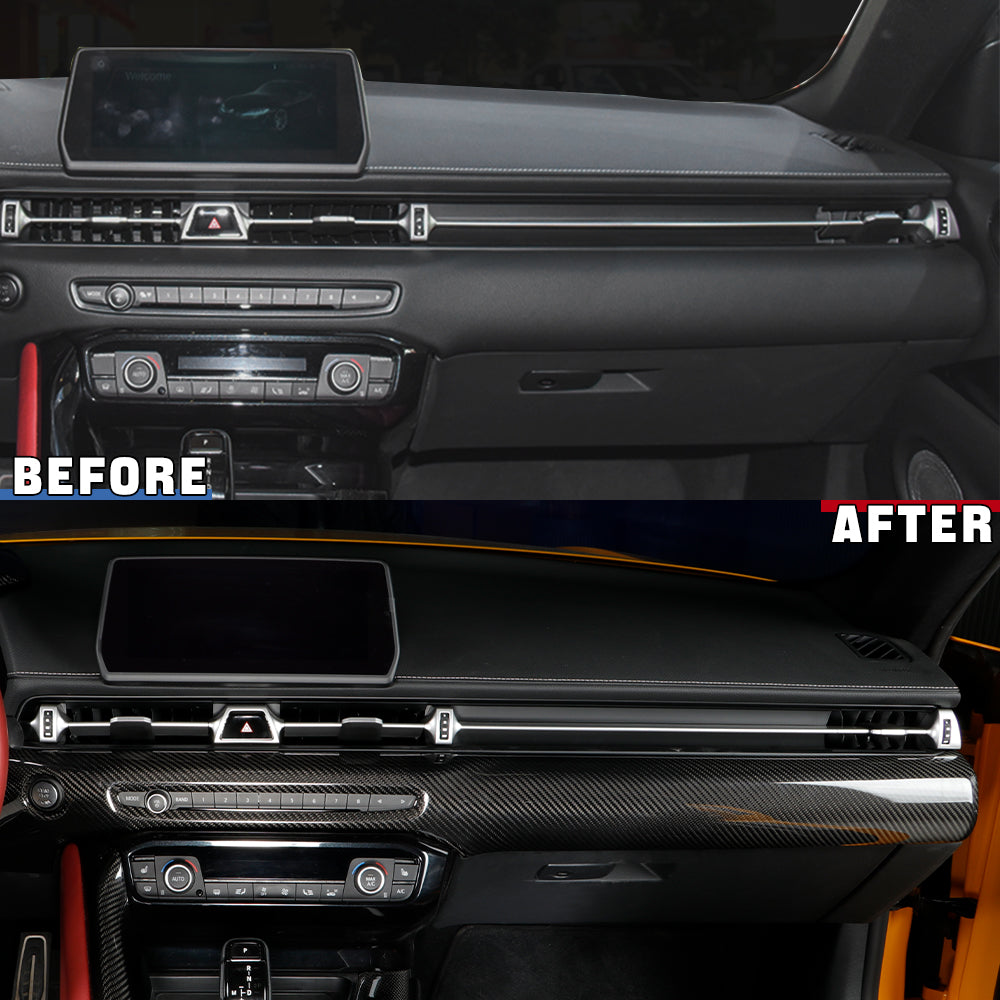 Dry Carbon Fiber Dashboard Cover Trim Passenger Side Fit For Supra A90 MK5(LHD)
