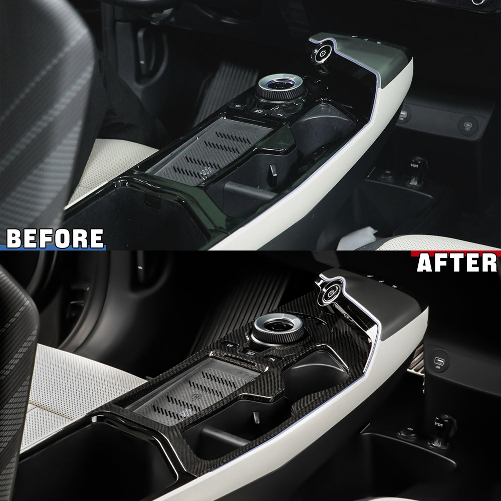 1pcs real carbon fiber center console cover for Kia EV6 GT Line 2022+ (LHD)