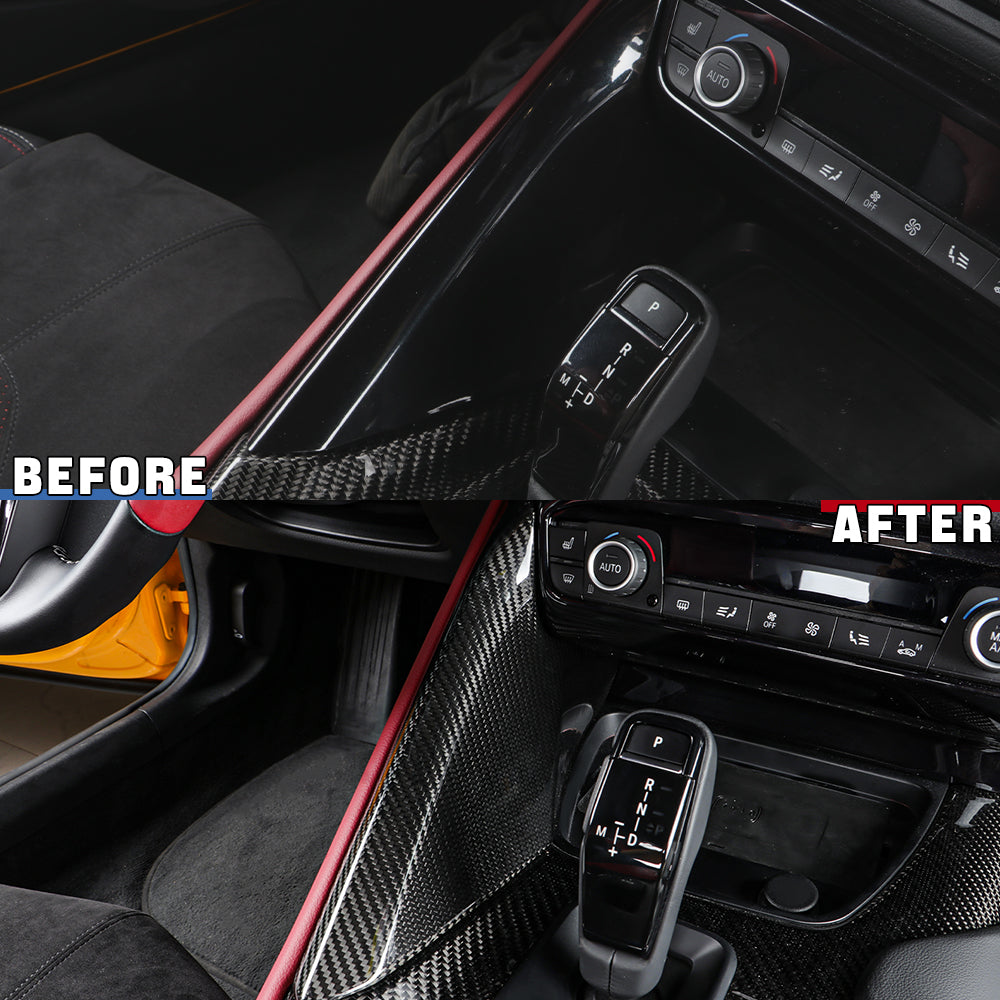 Carbon Fiber Center Console Armrest Cover Central Gear Shift Side Trim Panel Sticker for Supra GR A90 MK5 Dashboard Cover Interior Accessories Gloss (Automatic Left Hand Drive)