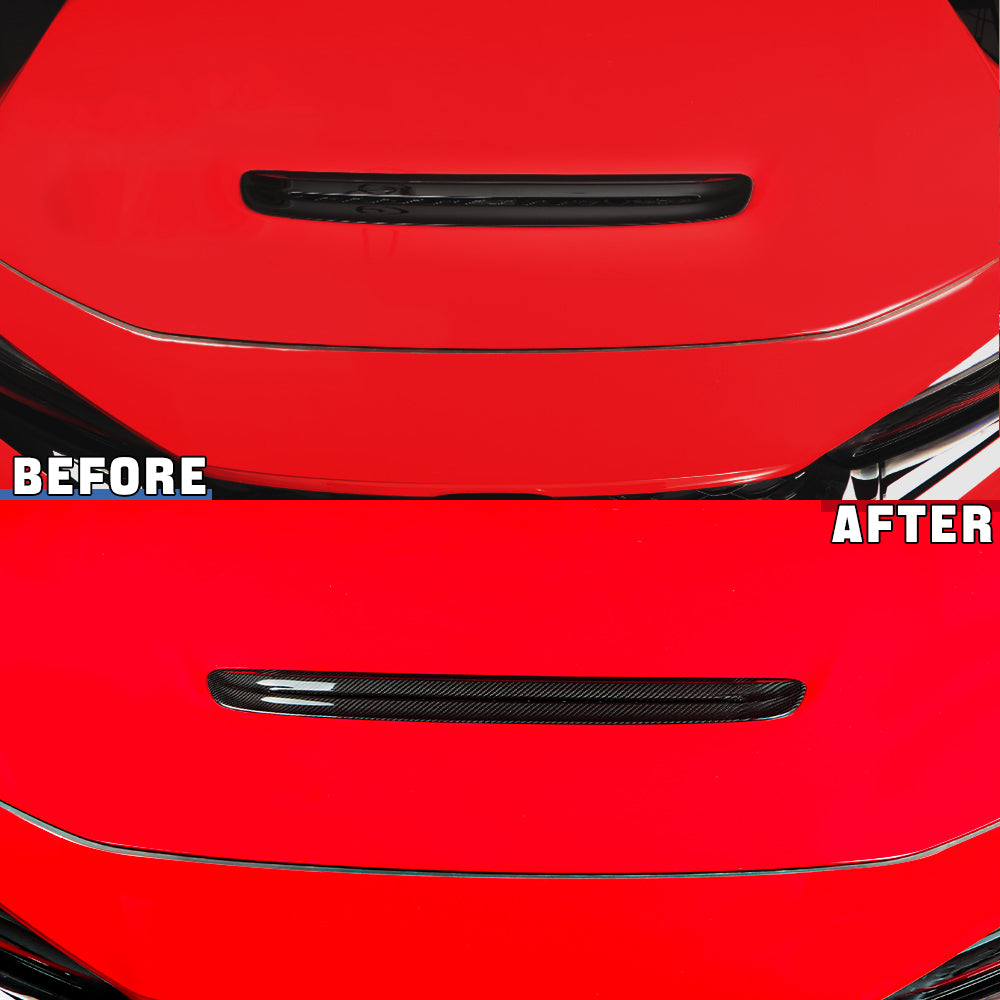 Gloss Carbon Fiber Hood Vent Scoop Cover Replacement For 11th Civic Type R FL5