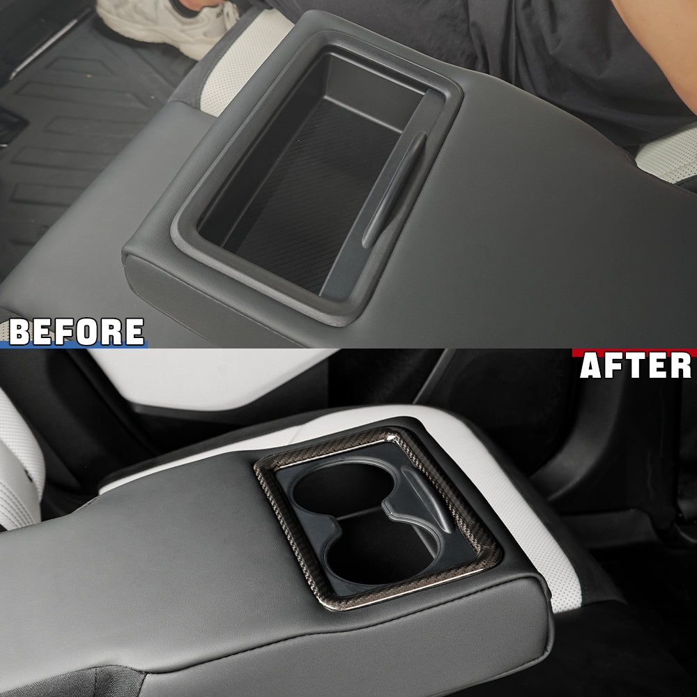 Real Carbon Fiber Rear Cup Holder Frame Cover Trim For Kia EV6 GT GT Line(2021+)