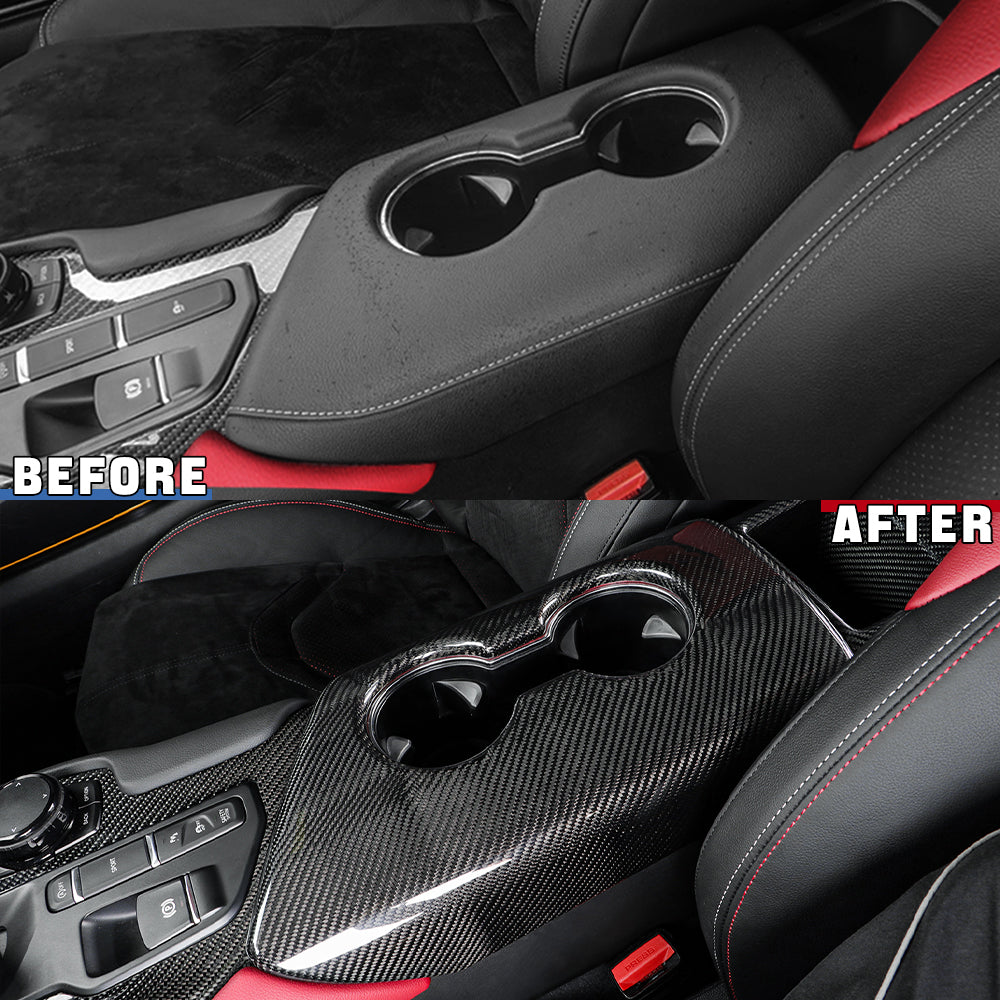 Real Carbon Fiber Central Control Armrest Box Cover Stickers for Toyota GR Supra A90 Central Control Armrest Box Storage Cover Car Interior Accessories (Style-1 for Left Drive)