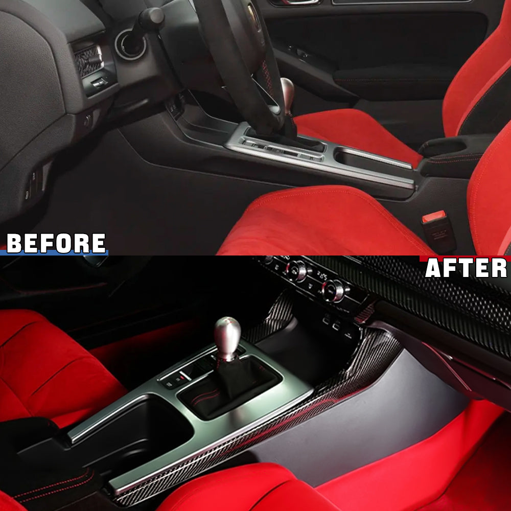 3pcs Matte Carbon Fiber Central Console Side Trim For Honda Civic Type R FL5 23+